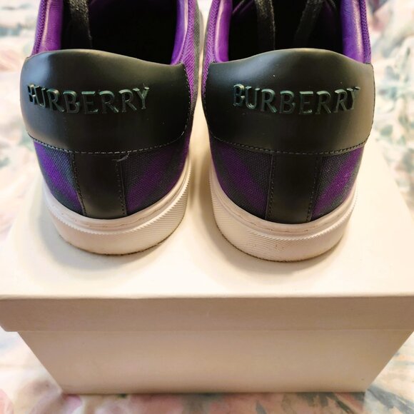 Burberry Purple & Green Check Canvas Sneakers – Size 39 (EU) - Picture 3 of 5